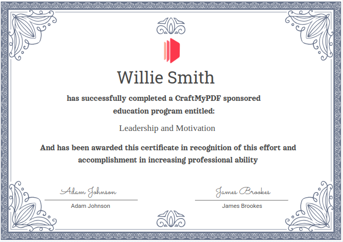 Bold dynamic certificate template