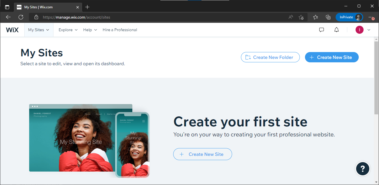 Create new site