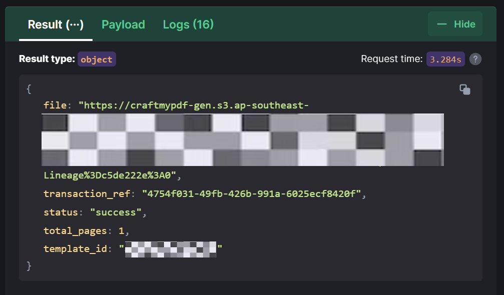 API Request results
