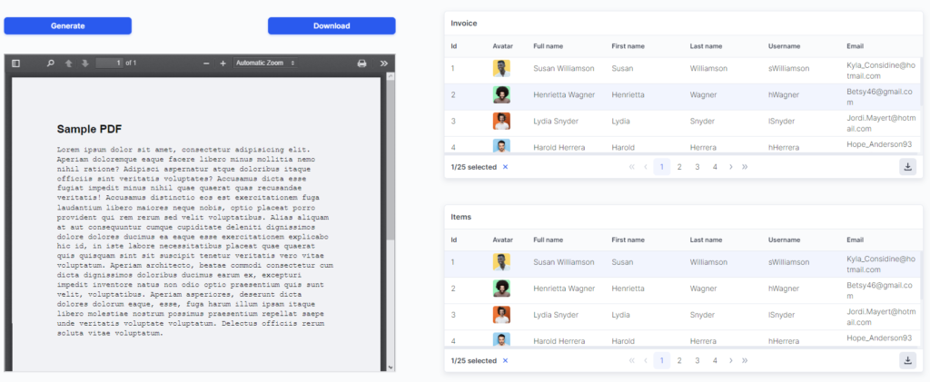 Sample dashboard design on UIBakery