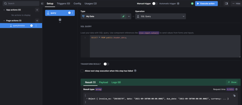 Sample query for Invoice Table