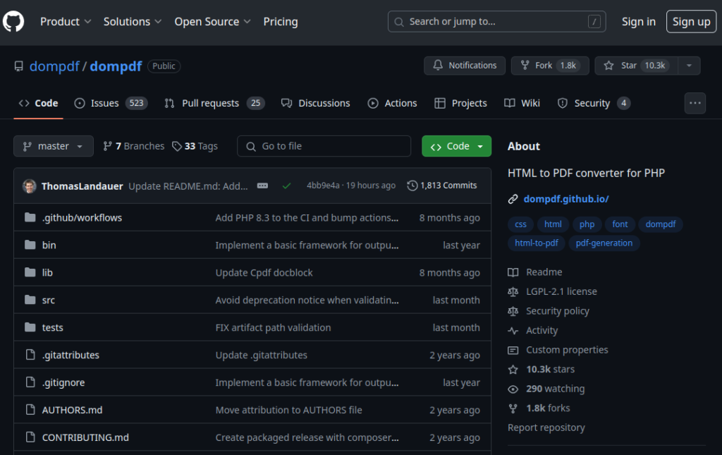 DOM PDF Github