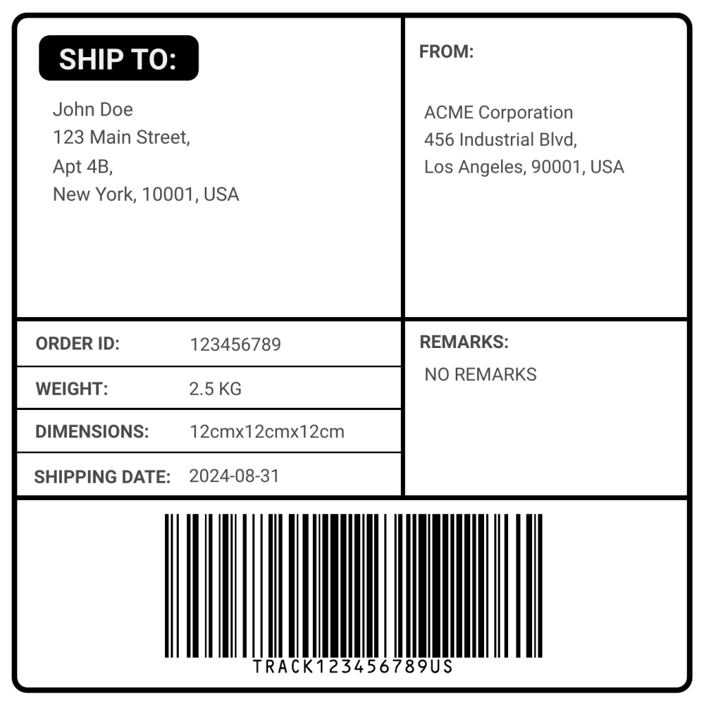 Shipping label