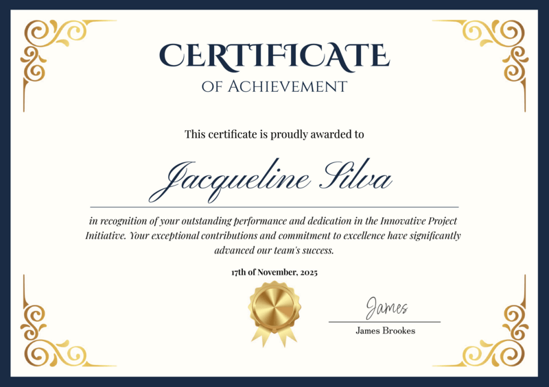 Cream Bordered Certificate template with a soft cream background and classic typography