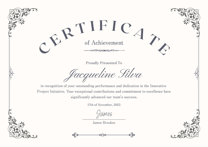 Black Illustrative Funny Award Certificate template with black and white doodle illustrations