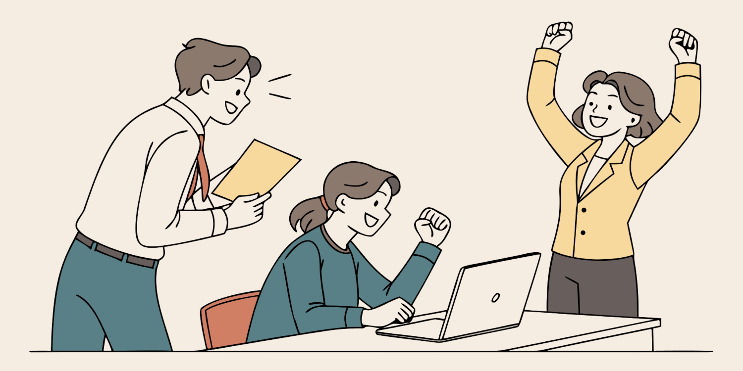 A boss gives out a letter to an intent employee