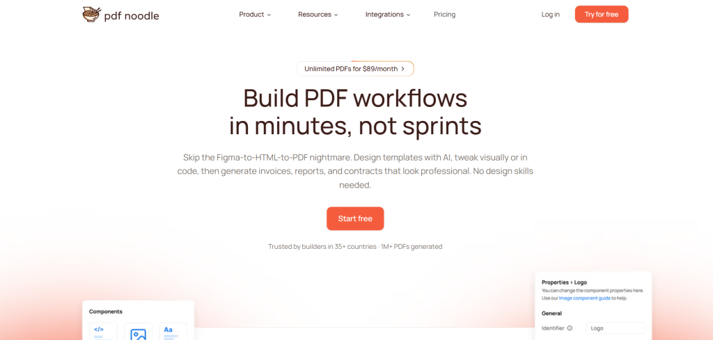 PDF Noodle' Homepage Screen for alternative
